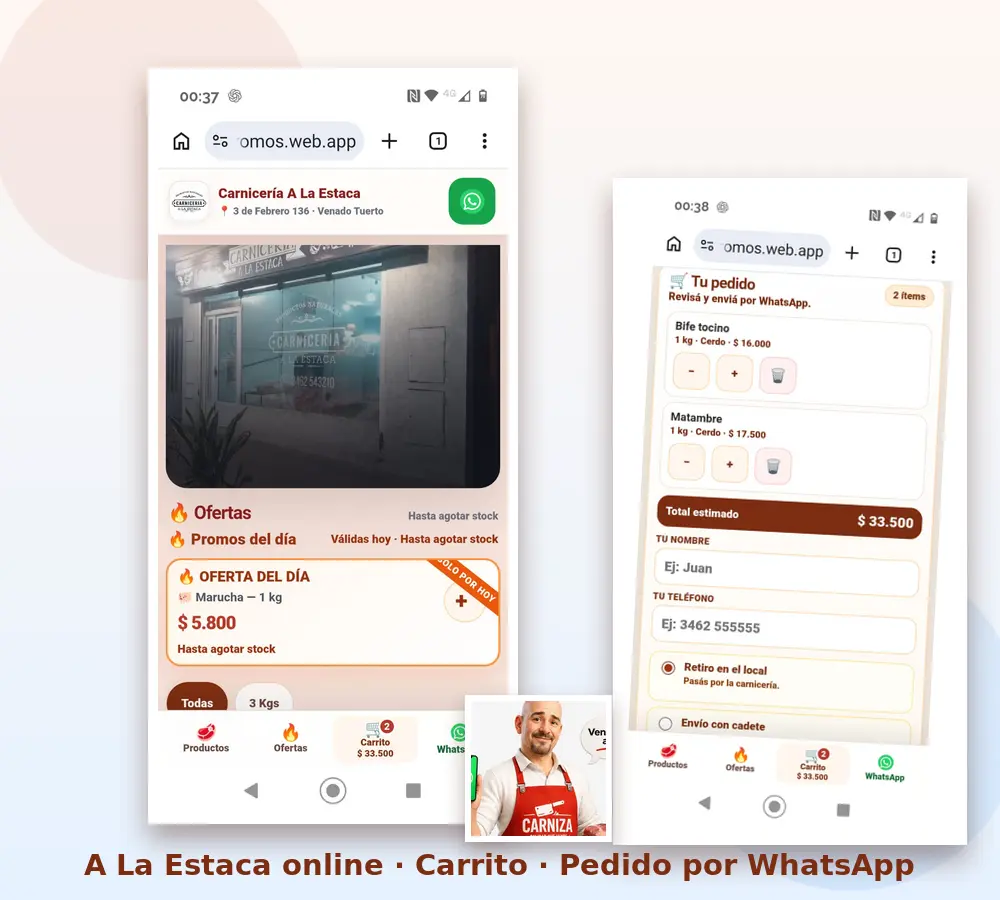 A La Estaca online y un pedido real armado en su carrito